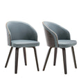 Sedie da pranzo a braccioli in stile Mid-Century grigio-blu/bianche, set da 2