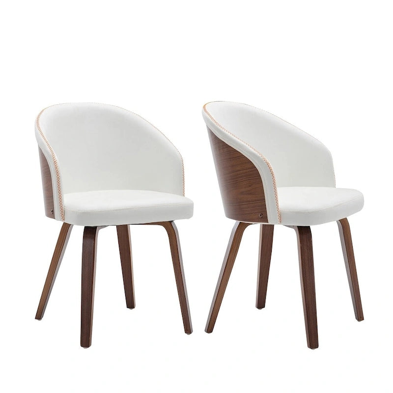 Sedie da pranzo a braccioli in stile Mid-Century grigio-blu/bianche, set da 2