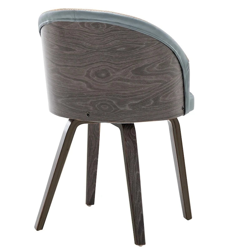 Sedie da pranzo a braccioli in stile Mid-Century grigio-blu/bianche, set da 2