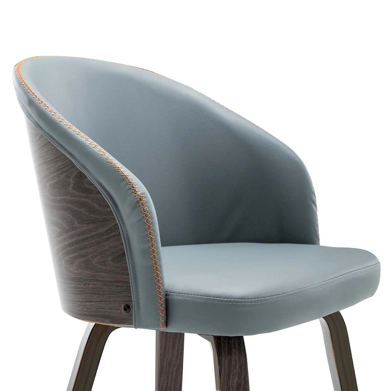 Sedie da pranzo a braccioli in stile Mid-Century grigio-blu/bianche, set da 2
