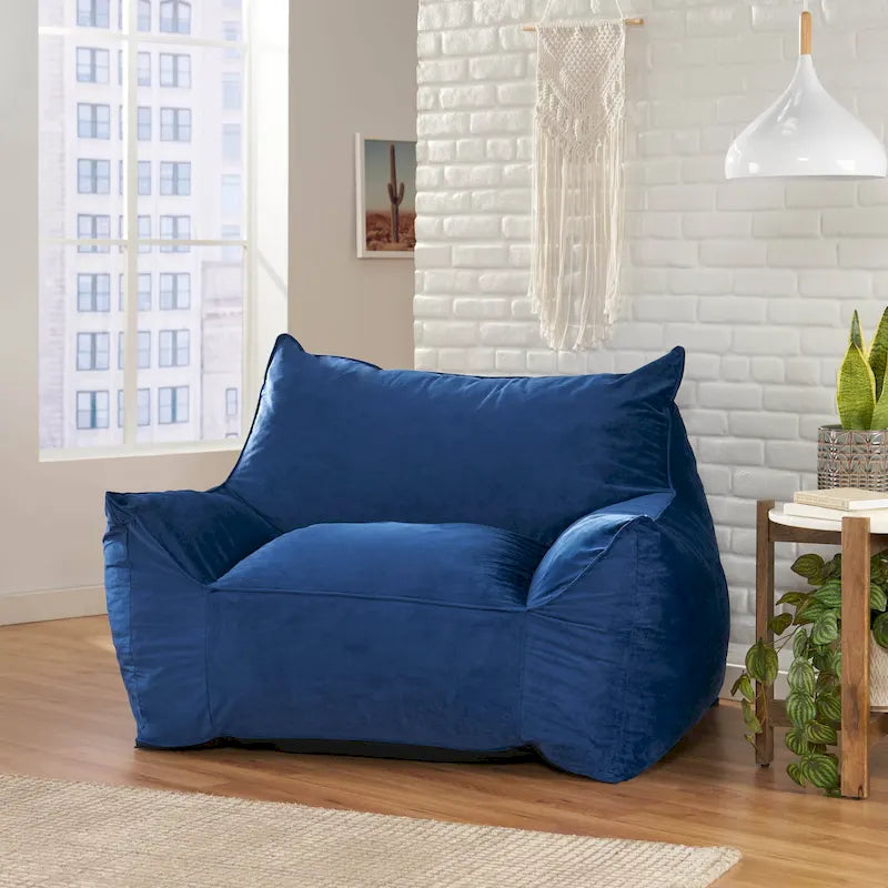 Poltrona Sacco Oversize in Velluto con Braccioli – Tortora / Blu Notte / Grigio / Rosa / Blu Reale – 1 Persona