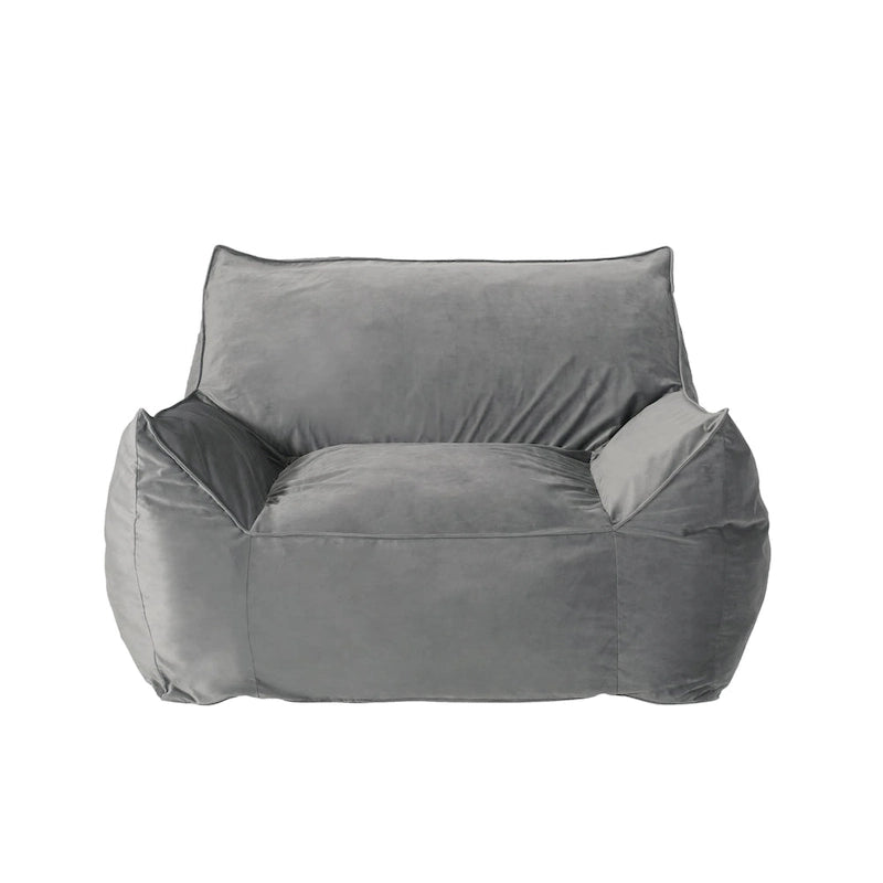 Poltrona Sacco Oversize in Velluto con Braccioli – Tortora / Blu Notte / Grigio / Rosa / Blu Reale – 1 Persona