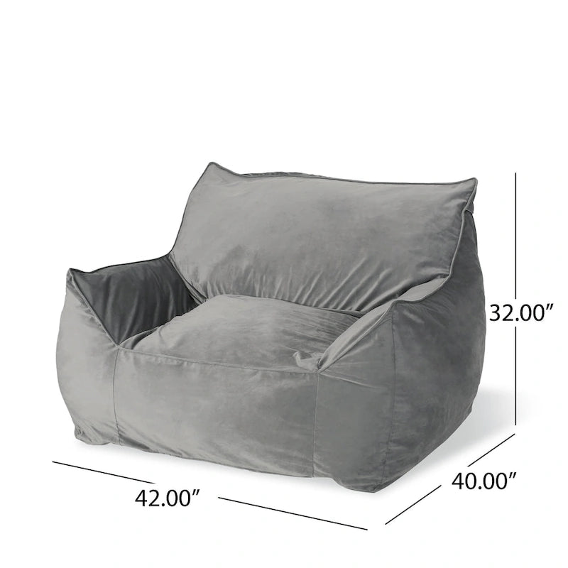 Poltrona Sacco Oversize in Velluto con Braccioli – Tortora / Blu Notte / Grigio / Rosa / Blu Reale – 1 Persona