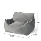 Poltrona Sacco Oversize in Velluto con Braccioli – Tortora / Blu Notte / Grigio / Rosa / Blu Reale – 1 Persona