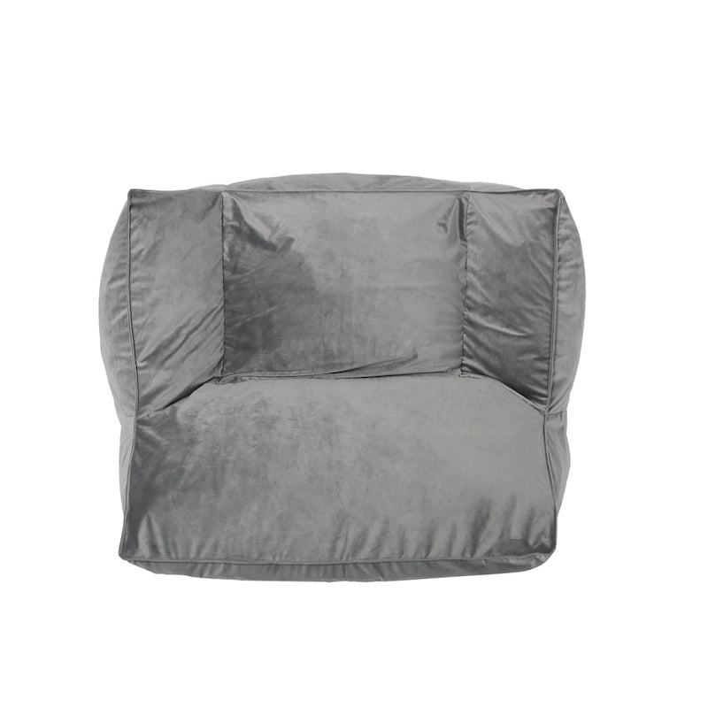 Poltrona Sacco Oversize in Velluto con Braccioli – Tortora / Blu Notte / Grigio / Rosa / Blu Reale – 1 Persona