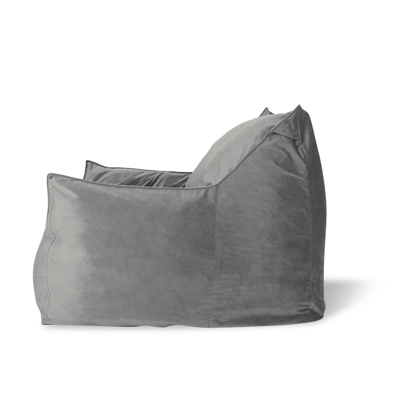 Poltrona Sacco Oversize in Velluto con Braccioli – Tortora / Blu Notte / Grigio / Rosa / Blu Reale – 1 Persona