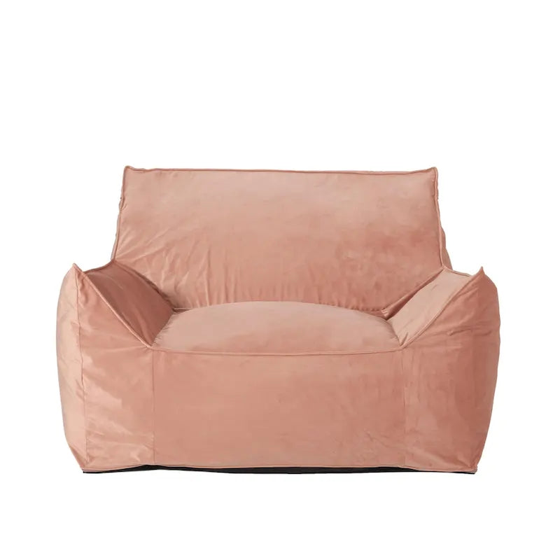 Poltrona Sacco Oversize in Velluto con Braccioli – Tortora / Blu Notte / Grigio / Rosa / Blu Reale – 1 Persona
