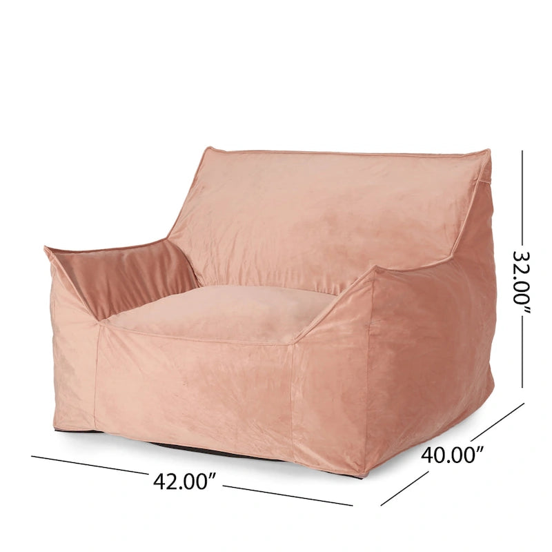 Poltrona Sacco Oversize in Velluto con Braccioli – Tortora / Blu Notte / Grigio / Rosa / Blu Reale – 1 Persona