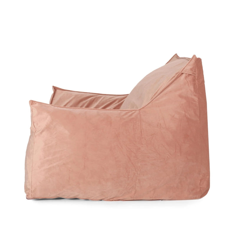 Poltrona Sacco Oversize in Velluto con Braccioli – Tortora / Blu Notte / Grigio / Rosa / Blu Reale – 1 Persona