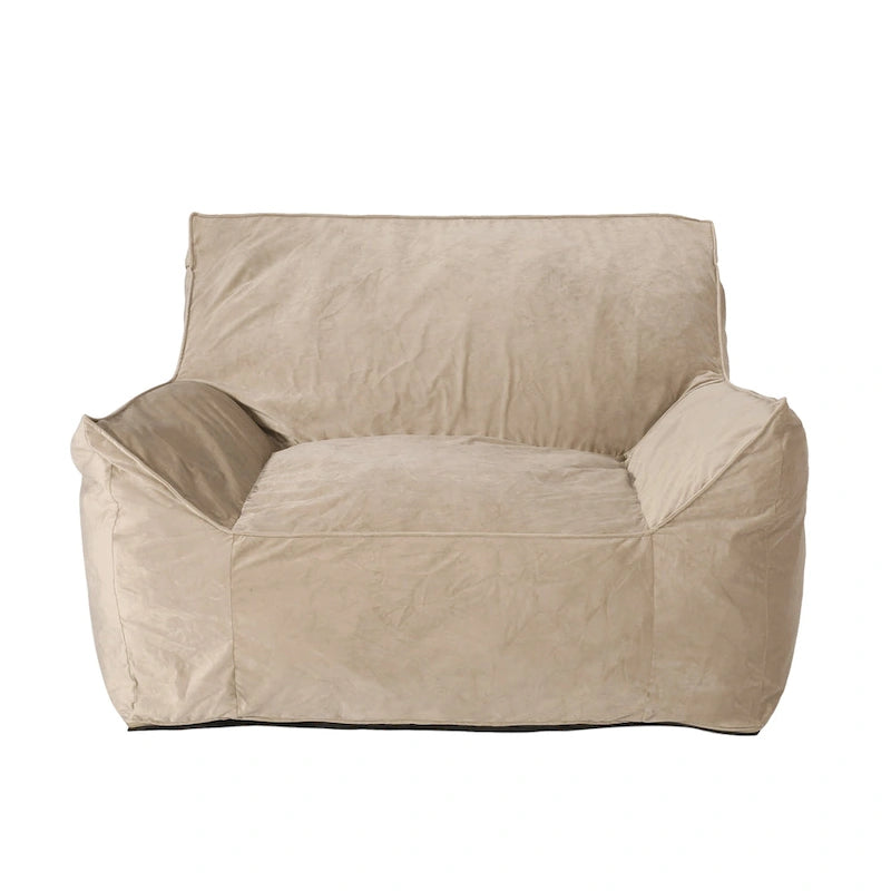 Poltrona Sacco Oversize in Velluto con Braccioli – Tortora / Blu Notte / Grigio / Rosa / Blu Reale – 1 Persona