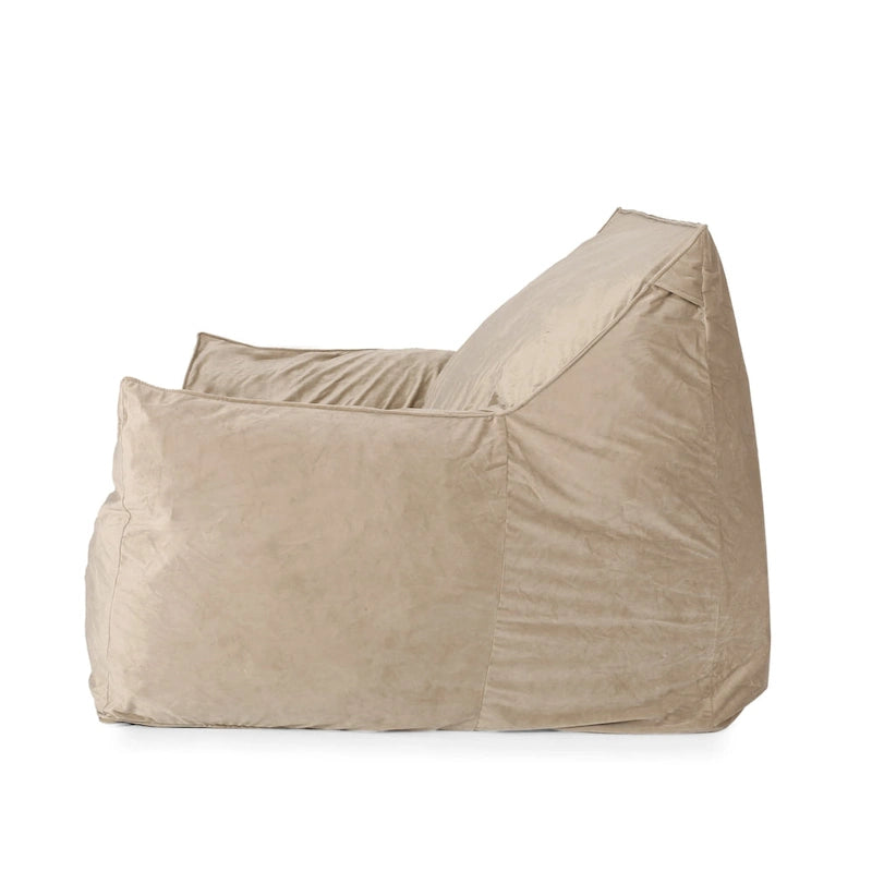 Poltrona Sacco Oversize in Velluto con Braccioli – Tortora / Blu Notte / Grigio / Rosa / Blu Reale – 1 Persona