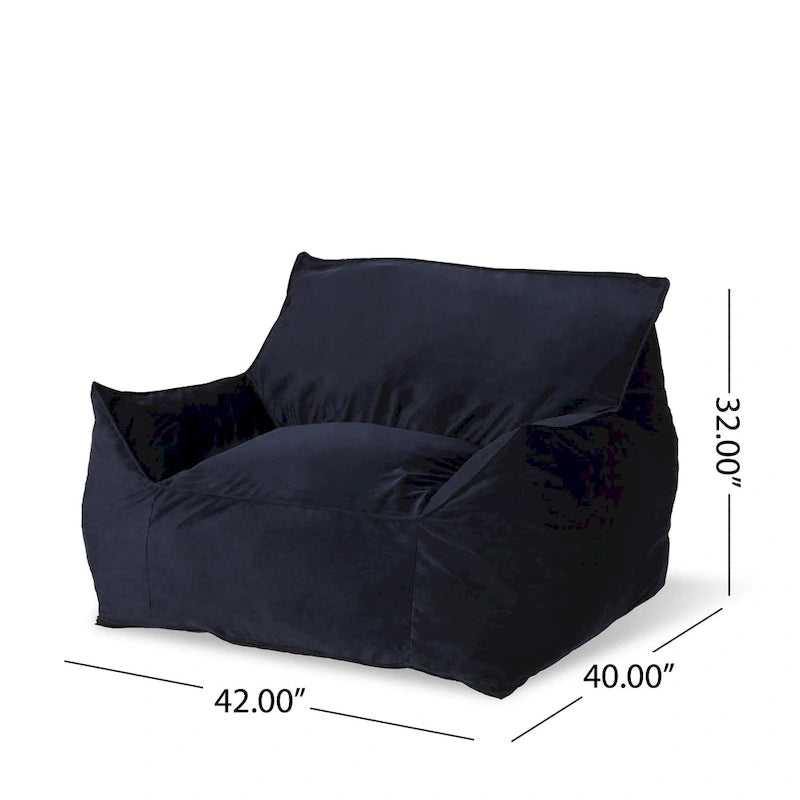 Poltrona Sacco Oversize in Velluto con Braccioli – Tortora / Blu Notte / Grigio / Rosa / Blu Reale – 1 Persona