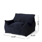 Poltrona Sacco Oversize in Velluto con Braccioli – Tortora / Blu Notte / Grigio / Rosa / Blu Reale – 1 Persona