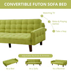 Divano Letto Futon Convertibile Grigio/Verde/Giallo/Blu/Beige con Braccioli, 1-2 Posti