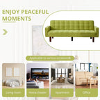 Divano Letto Futon Convertibile Grigio/Verde/Giallo/Blu/Beige con Braccioli, 1-2 Posti
