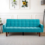 Divano Letto Futon Convertibile Grigio/Verde/Giallo/Blu/Beige con Braccioli, 1-2 Posti
