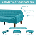Divano Letto Futon Convertibile Grigio/Verde/Giallo/Blu/Beige con Braccioli, 1-2 Posti