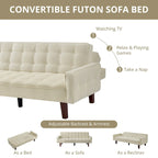 Divano Letto Futon Convertibile Grigio/Verde/Giallo/Blu/Beige con Braccioli, 1-2 Posti