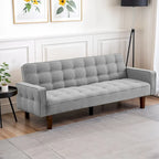 Divano Letto Futon Convertibile Grigio/Verde/Giallo/Blu/Beige con Braccioli, 1-2 Posti