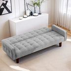 Divano Letto Futon Convertibile Grigio/Verde/Giallo/Blu/Beige con Braccioli, 1-2 Posti