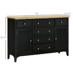 Credenza bianca con 6 cassetti e 2 armadietti, anta con persiana, ripiani regolabili