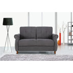 Divanetto a 2 posti con braccioli arrotolati e finiture borchiate, Beige/Blu/Cammello/Grigio