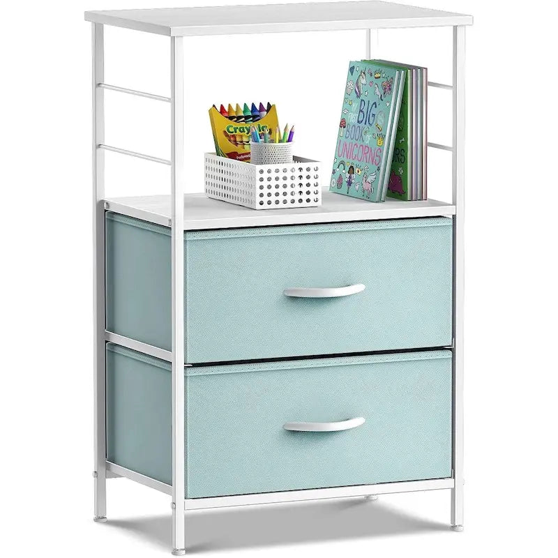 Comodino a 2 cassetti con ripiano - Mobiletto comodino, tavolino, cassettiera