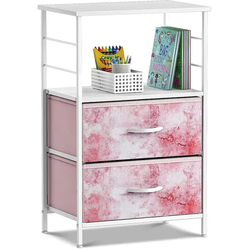 Comodino a 2 cassetti con ripiano - Mobiletto comodino, tavolino, cassettiera