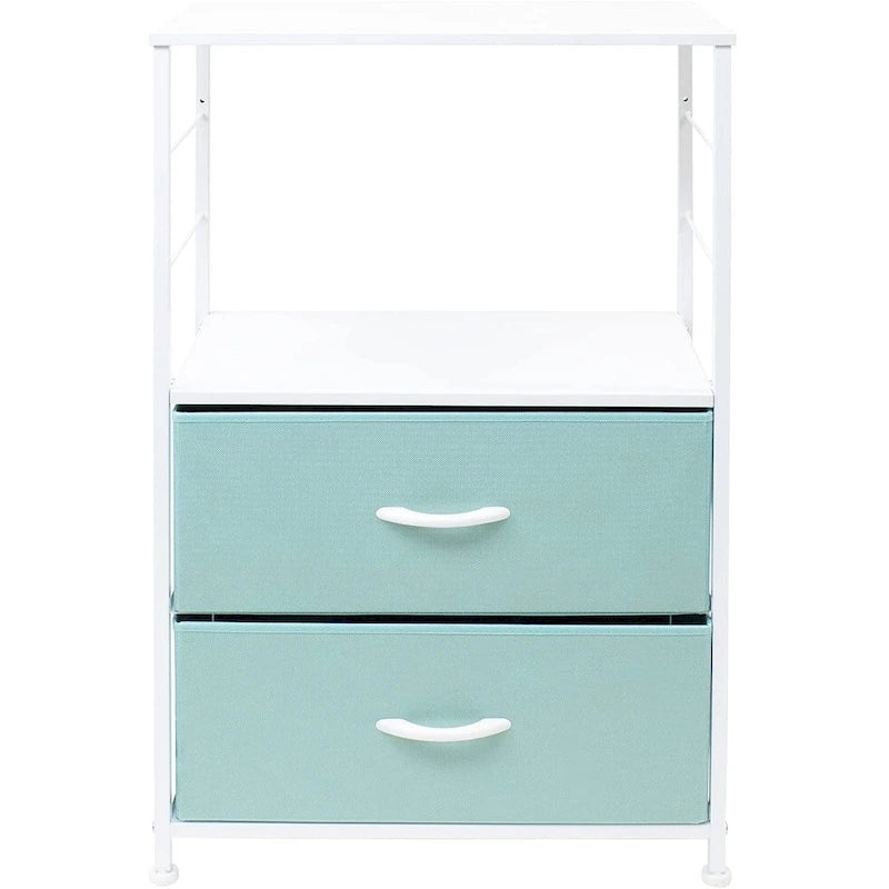 Comodino a 2 cassetti con ripiano - Mobiletto comodino, tavolino, cassettiera