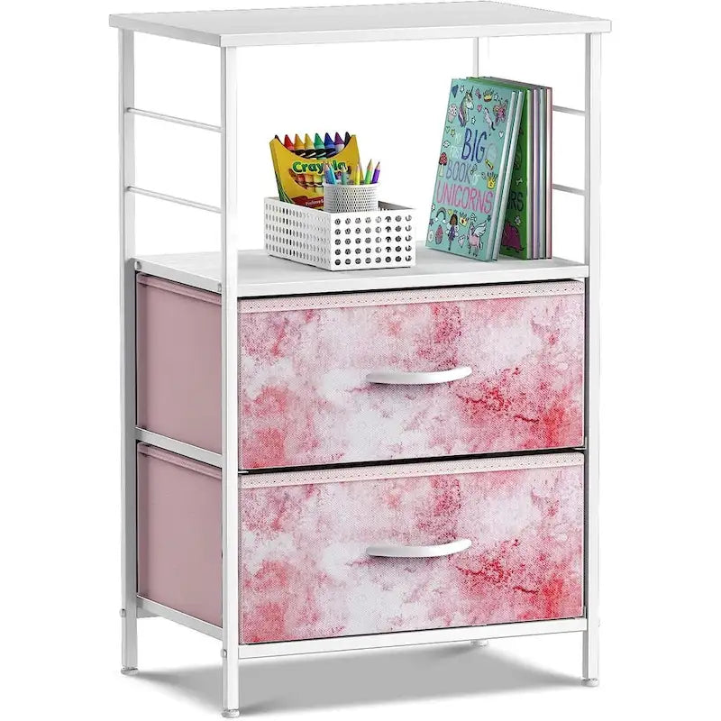 Comodino a 2 cassetti con ripiano - Mobiletto comodino, tavolino, cassettiera