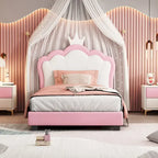 Letto a piattaforma con testiera a corona rosa, 1 persona (singolo/matrimoniale)