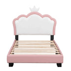 Letto a piattaforma con testiera a corona rosa, 1 persona (singolo/matrimoniale)