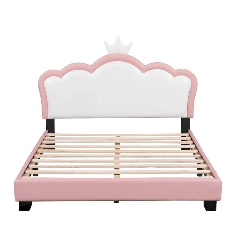 Letto a piattaforma con testiera a corona rosa, 1 persona (singolo/matrimoniale)