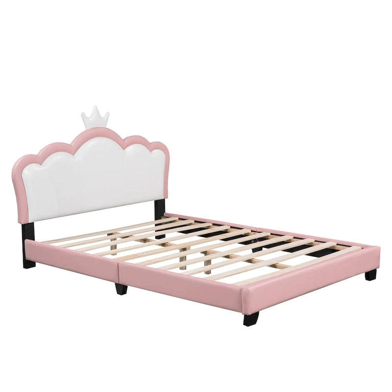 Letto a piattaforma con testiera a corona rosa, 1 persona (singolo/matrimoniale)