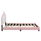 Letto a piattaforma con testiera a corona rosa, 1 persona (singolo/matrimoniale)