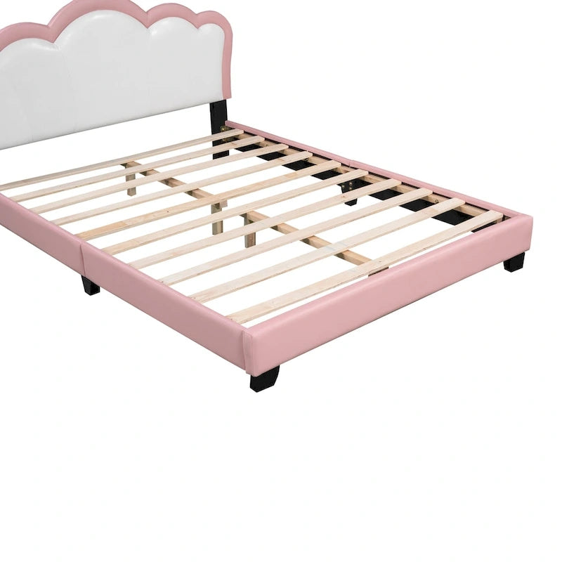 Letto a piattaforma con testiera a corona rosa, 1 persona (singolo/matrimoniale)