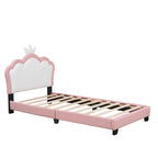 Letto a piattaforma con testiera a corona rosa, 1 persona (singolo/matrimoniale)