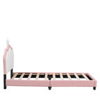 Letto a piattaforma con testiera a corona rosa, 1 persona (singolo/matrimoniale)
