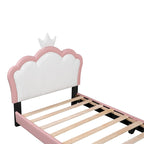 Letto a piattaforma con testiera a corona rosa, 1 persona (singolo/matrimoniale)