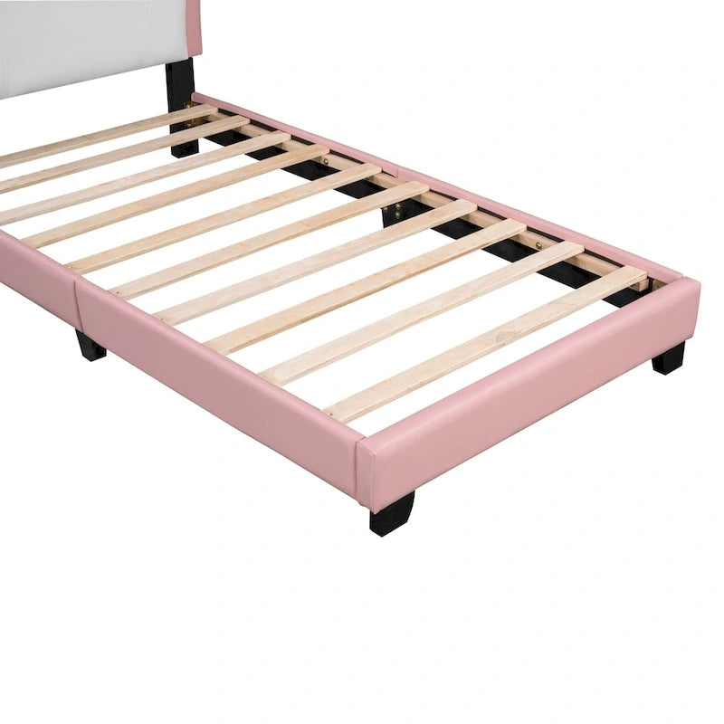 Letto a piattaforma con testiera a corona rosa, 1 persona (singolo/matrimoniale)
