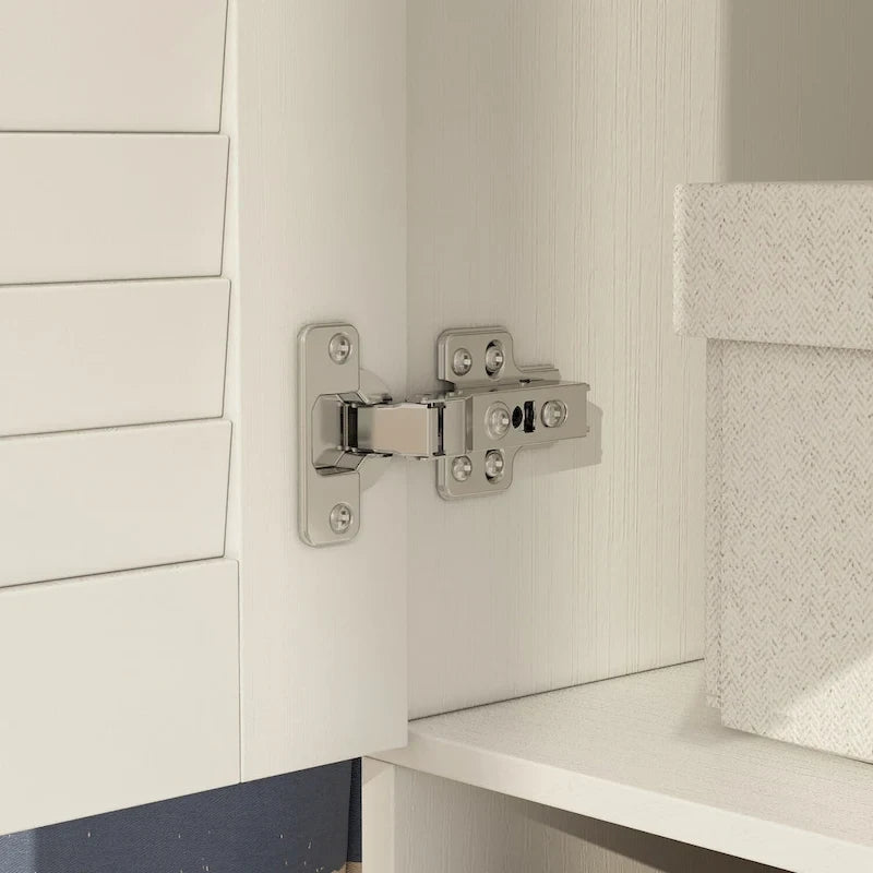 Armadio grande per camera da letto con asta appendiabiti e cassetti, bianco/marrone/legno, montaggio da 2 persone