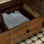 Armadio grande per camera da letto con asta appendiabiti e cassetti, bianco/marrone/legno, montaggio da 2 persone
