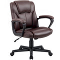 Homall Sedia direzionale marrone in pelle PU di alta qualità, con imbottitura spessa, sedia ergonomica, sedia da ufficio e commerciale con schienale medio