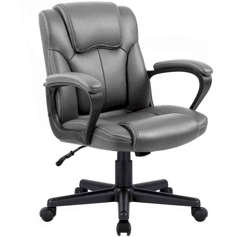 Homall Sedia direzionale marrone in pelle PU di alta qualità, con imbottitura spessa, sedia ergonomica, sedia da ufficio e commerciale con schienale medio