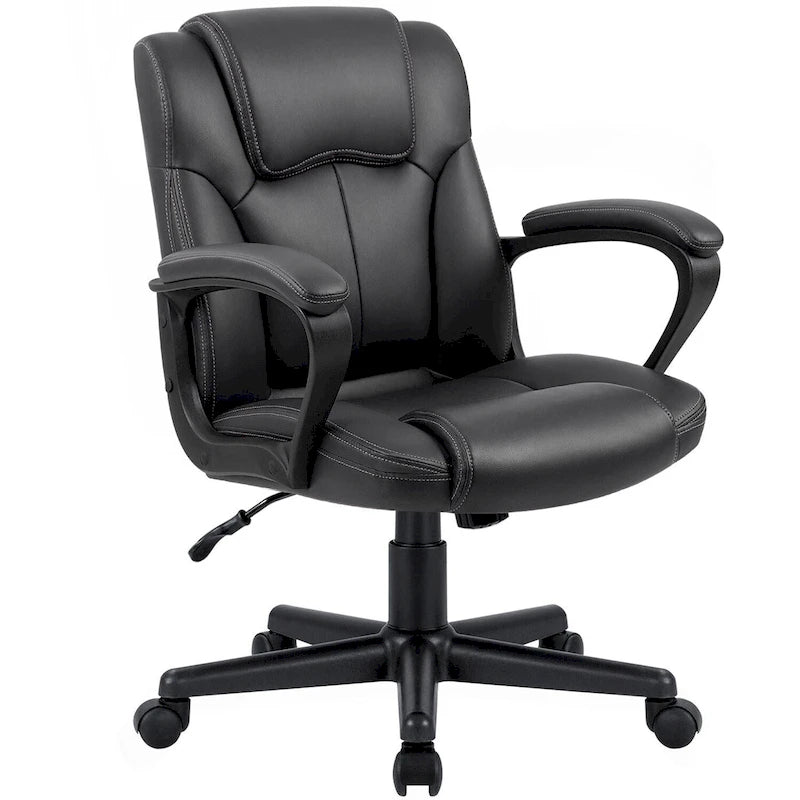Homall Sedia direzionale marrone in pelle PU di alta qualità, con imbottitura spessa, sedia ergonomica, sedia da ufficio e commerciale con schienale medio