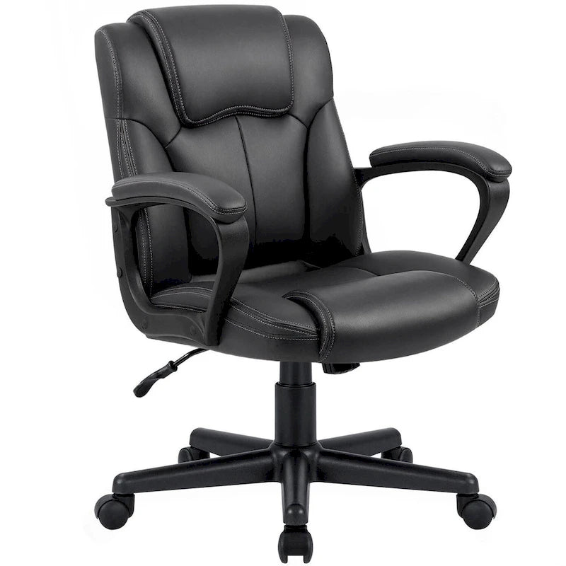Homall Sedia direzionale marrone in pelle PU di alta qualità, con imbottitura spessa, sedia ergonomica, sedia da ufficio e commerciale con schienale medio