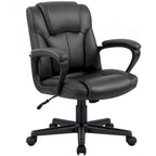 Homall Sedia direzionale marrone in pelle PU di alta qualità, con imbottitura spessa, sedia ergonomica, sedia da ufficio e commerciale con schienale medio