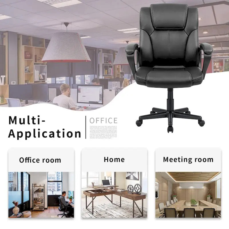 Homall Sedia direzionale marrone in pelle PU di alta qualità, con imbottitura spessa, sedia ergonomica, sedia da ufficio e commerciale con schienale medio