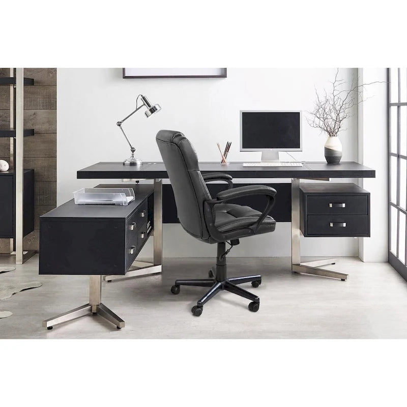 Homall Sedia direzionale marrone in pelle PU di alta qualità, con imbottitura spessa, sedia ergonomica, sedia da ufficio e commerciale con schienale medio