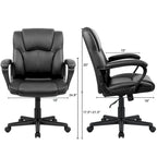 Homall Sedia direzionale marrone in pelle PU di alta qualità, con imbottitura spessa, sedia ergonomica, sedia da ufficio e commerciale con schienale medio